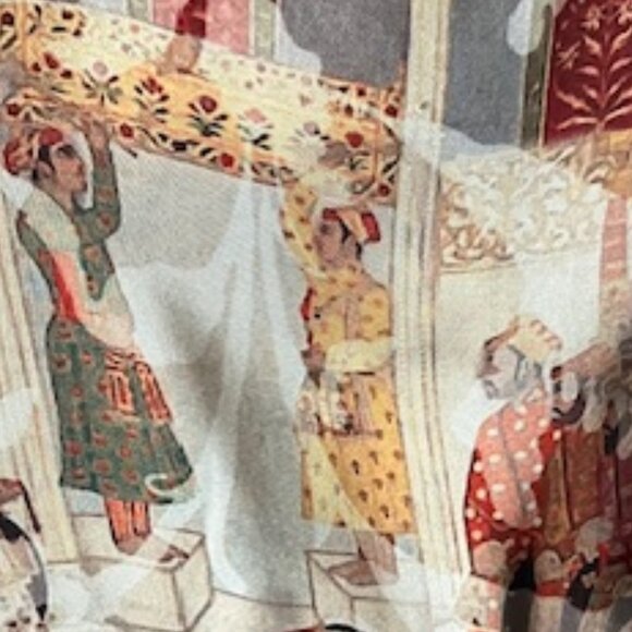 Silk Tunic Artisan Mughal Print Stone & brass buttons Size Large L by SAPPHIRE - Picture 11 of 13